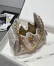 Colestore Chanel 25A Métiers d’Art Collection Tweed 25 Bag Small Hobo in White 30x26x14cm - 5
