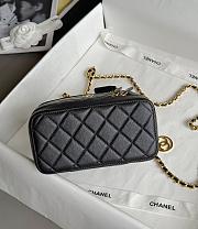 Colestore Chanel Long Vanity with Chain in Grained Calfskin Black 17x9.5x9cm - 4