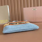 Colestore Miu Miu Style Crochet Raffia Tote Bag Blue/natural 30x38cm - 5