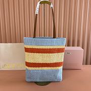 Colestore Miu Miu Style Crochet Raffia Tote Bag Blue/natural 30x38cm - 4
