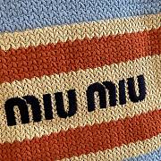 Colestore Miu Miu Style Crochet Raffia Tote Bag Blue/natural 30x38cm - 2