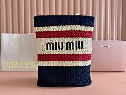 Colestore Miu Miu Style Crochet Raffia Tote Bag Navy/Red 30x38cm - 1