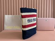 Colestore Miu Miu Style Crochet Raffia Tote Bag Navy/Red 30x38cm - 6