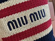 Colestore Miu Miu Style Crochet Raffia Tote Bag Navy/Red 30x38cm - 2
