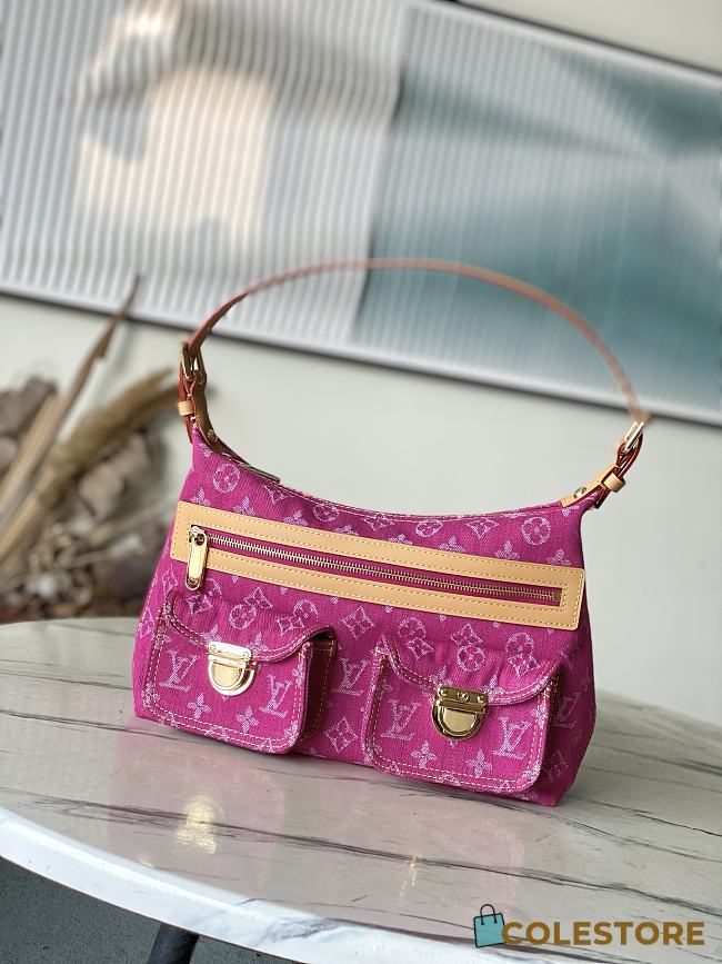 Colestore Louis Vuitton Fuchsia Monogram Denim Baggy PM Bag 30x22x13cm - 1