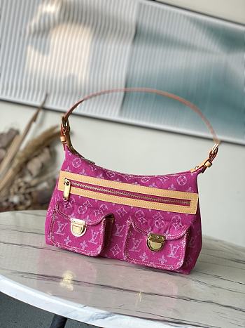 Colestore Louis Vuitton Fuchsia Monogram Denim Baggy PM Bag 30x22x13cm