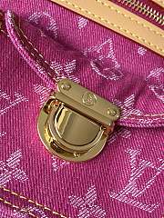 Colestore Louis Vuitton Fuchsia Monogram Denim Baggy PM Bag 30x22x13cm - 5