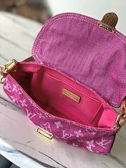 Colestore Louis Vuitton Fuchsia Denim Monogram Denim Mini Pleaty Bag 26x15x9cm - 4