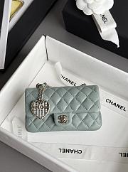 Colestore Classic Mini Bag with hook Lambskin & Gold-Tone Metal Light Green 8x12.5x5cm - 2