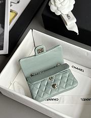 Colestore Classic Mini Bag with hook Lambskin & Gold-Tone Metal Light Green 8x12.5x5cm - 4