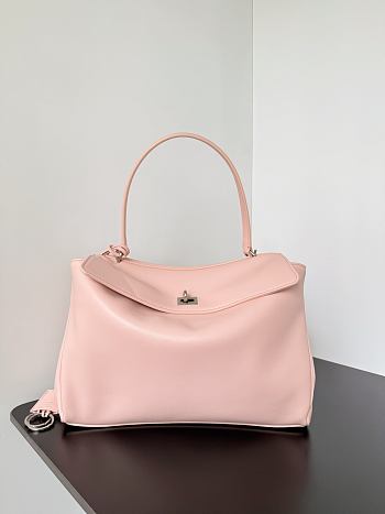 Colestore Balenciaga Rodeo Handbag Large in Suede Pink Smooth Calfskin 35x23.3x10.9cm
