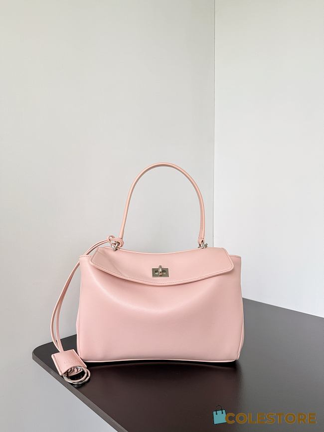 Colestore Balenciaga Rodeo Handbag Medium in Suede Pink Smooth Calfskin 28.9x20x9.9cm - 1