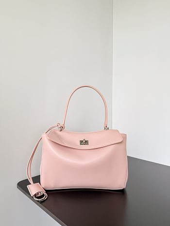 Colestore Balenciaga Rodeo Handbag Medium in Suede Pink Smooth Calfskin 28.9x20x9.9cm