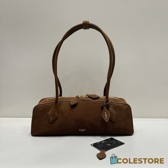 Colestore Alaia Le Teckel Medium Nubuck Shoulder Bag Brown 32x10x13cm - 1