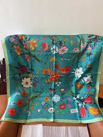 Colestore Gucci Flora Print Silk Carré Blue Silk 90x90cm