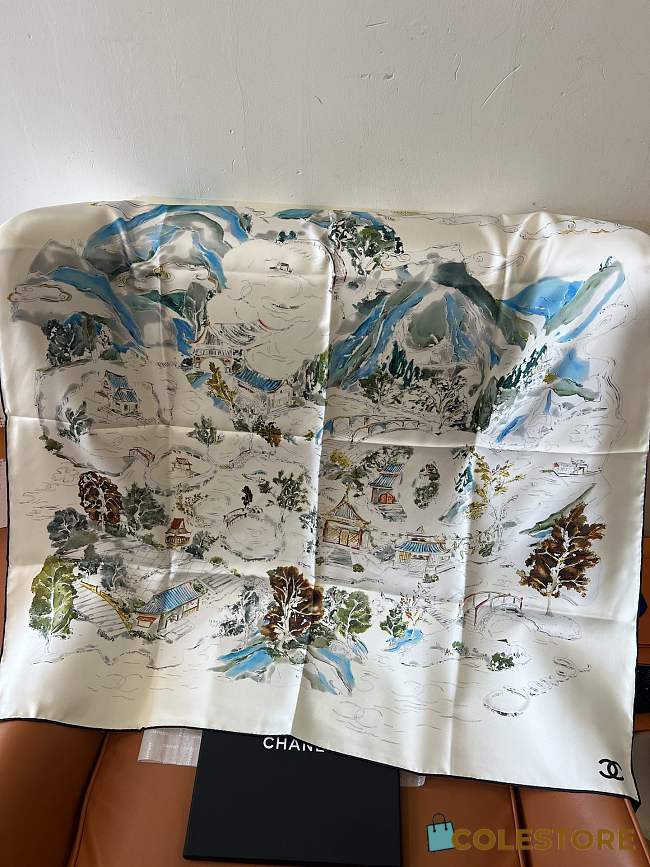 Colestore Chanel Coco LandscapeSilk Scarf 90x90cm - 1