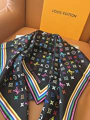 Colestore Monogram Multicolor Square Black Silk Scarf 90 LV x TM  - 6