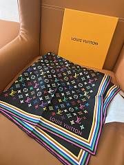 Colestore Monogram Multicolor Square Black Silk Scarf 90 LV x TM  - 5