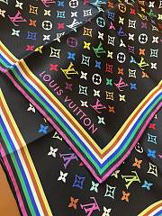 Colestore Monogram Multicolor Square Black Silk Scarf 90 LV x TM  - 3