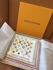 Colestore Monogram Multicolor Square White Silk Scarf 90 LV x TM  - 1