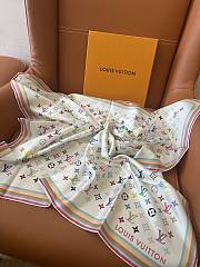 Colestore Monogram Multicolor Square White Silk Scarf 90 LV x TM  - 3