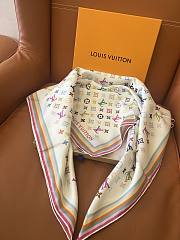Colestore Monogram Multicolor Square White Silk Scarf 90 LV x TM  - 2