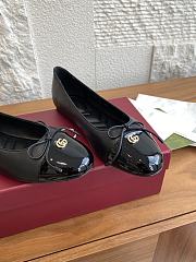 Colestore Gucci Women's Ballet Flat with Double G Rosso Ancora Black Leather - 6