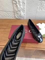 Colestore Gucci Women's Ballet Flat with Double G Rosso Ancora Black Leather - 5