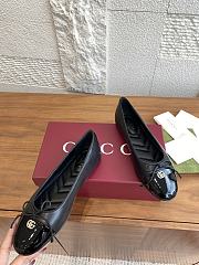 Colestore Gucci Women's Ballet Flat with Double G Rosso Ancora Black Leather - 2