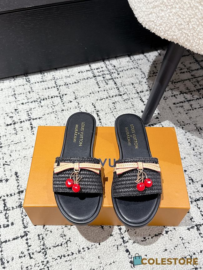 Colestore Louis Vuitton x Takashi Murakami Cherry Sandals Black - 1