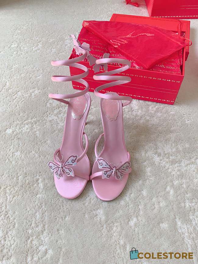 Colestore Rene Caovilla Butterfly Crystal Spiral Sandals Pink - 1