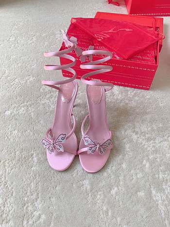 Colestore Rene Caovilla Butterfly Crystal Spiral Sandals Pink