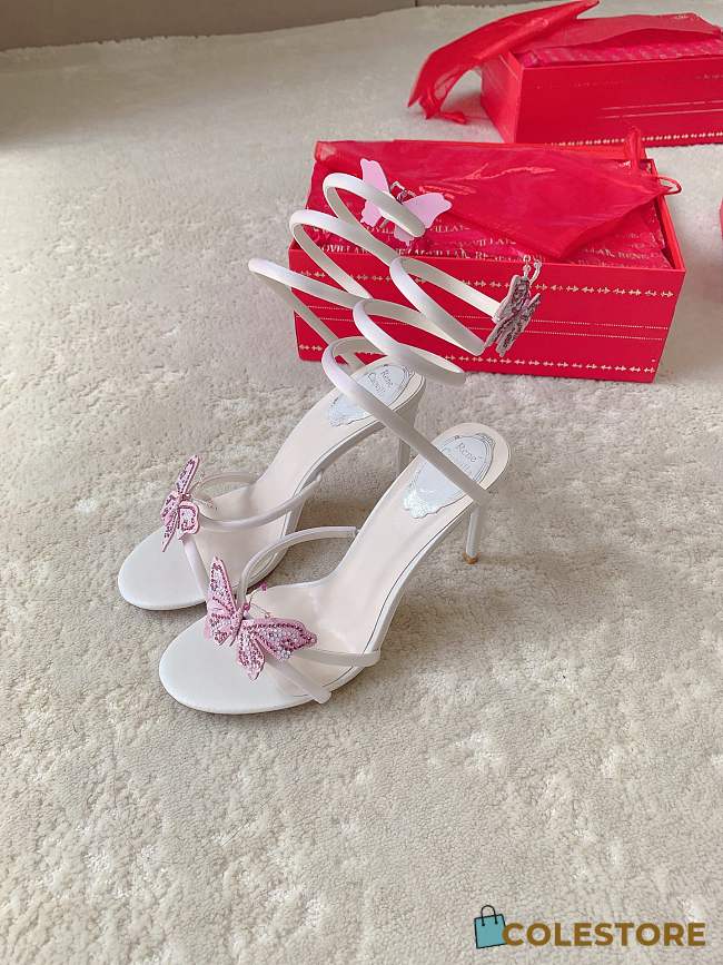 Colestore Rene Caovilla Butterfly Crystal Spiral Sandals White - 1