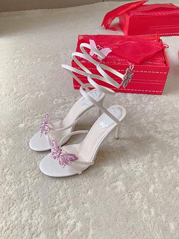 Colestore Rene Caovilla Butterfly Crystal Spiral Sandals White