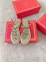 Colestore Rene Caovilla Crystal Bow Flat Sandals Gold - 1