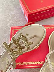 Colestore Rene Caovilla Crystal Bow Flat Sandals Gold - 3