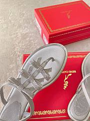 Colestore Rene Caovilla Crystal Bow Flat Sandals Silver - 5