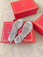 Colestore Rene Caovilla Crystal Bow Flat Sandals Silver - 3