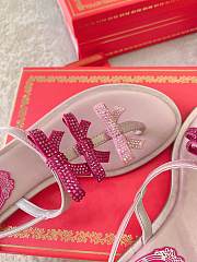 Colestore Rene Caovilla Crystal Bow Flat Sandals Pink - 6