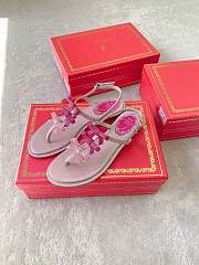 Colestore Rene Caovilla Crystal Bow Flat Sandals Pink - 3