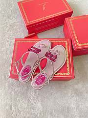 Colestore Rene Caovilla Crystal Bow Flat Sandals Pink - 2