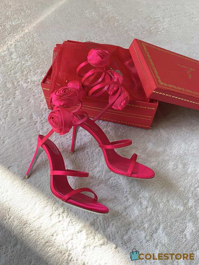 Colestore Rene Caovilla Satin Rose Heels Red - 1