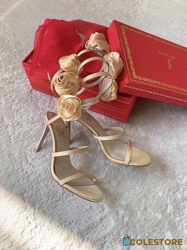 Colestore Rene Caovilla Satin Rose Heels Beige - 1