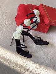 Colestore Rene Caovilla Satin Rose Heels Black - 1