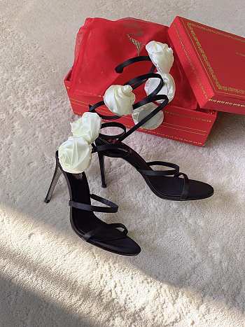 Colestore Rene Caovilla Satin Rose Heels Black