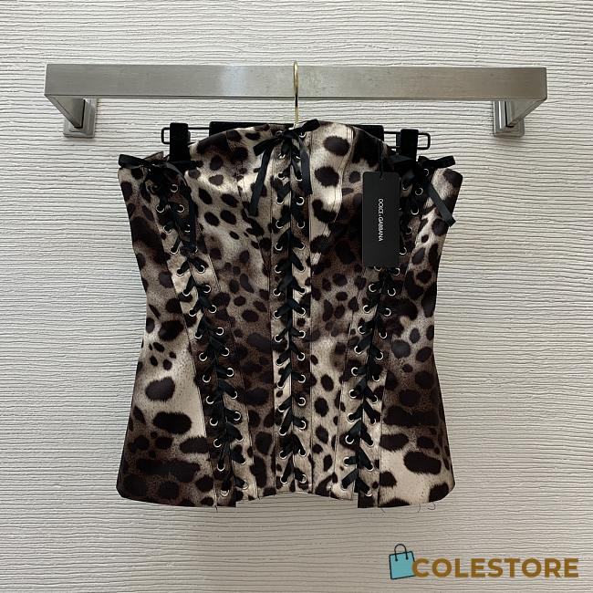 Colestore Dolce & Gabbana Leopard-print Drill Shaper Corset with Laces - 1