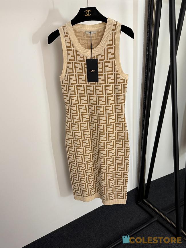 Colestore Fendi Jacquard Knit Beige FF Motif Viscose Blend - 1