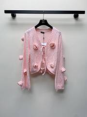 Colestore Chanel Inspired Pink Knitted Cropped Cardigan - 1