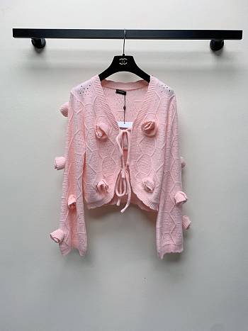 Colestore Chanel Inspired Pink Knitted Cropped Cardigan
