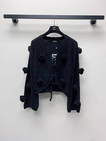 Colestore Chanel Inspired Black Knitted Cropped Cardigan